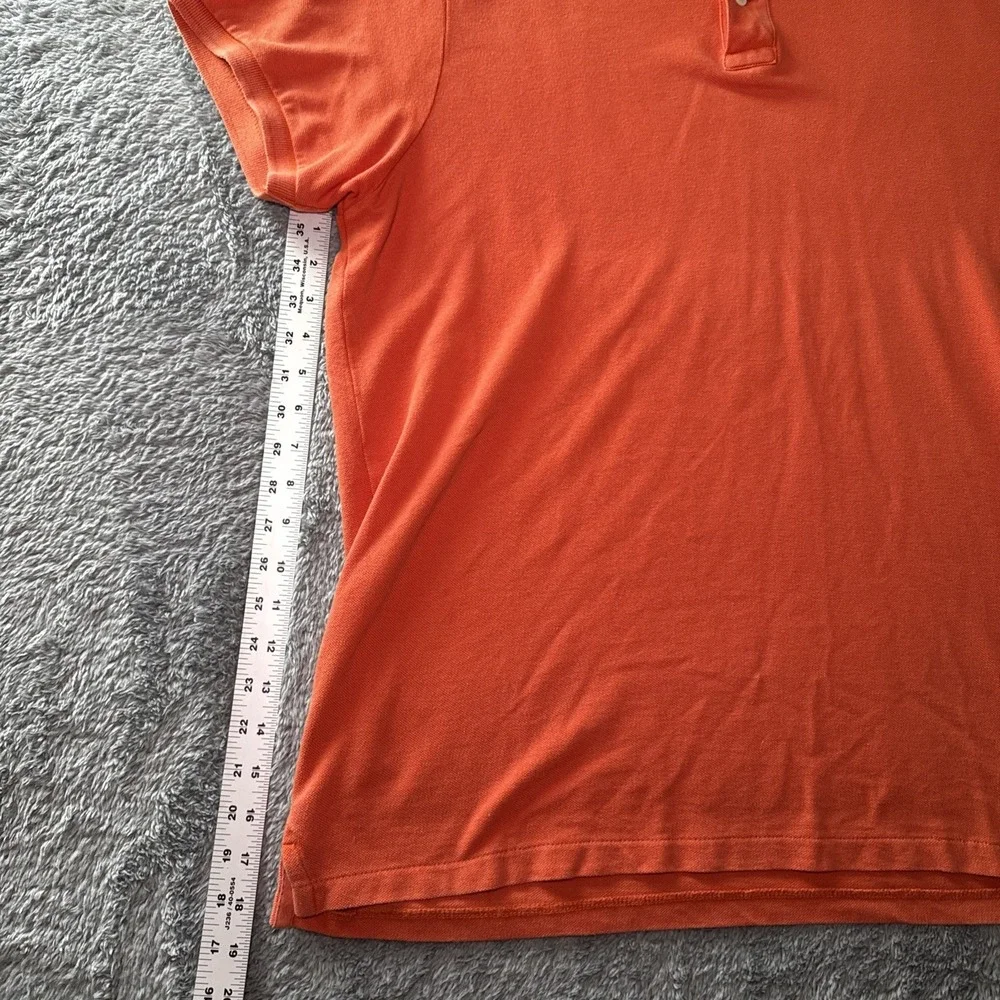 Denim & Supply Ralph Lauren Men's XL Orange Short Sleeve Polo Shirt Flag Sleeve